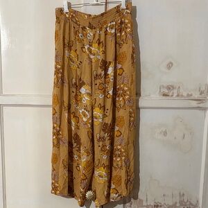 Volcom Floral Wide Leg Pants in Mustard and White